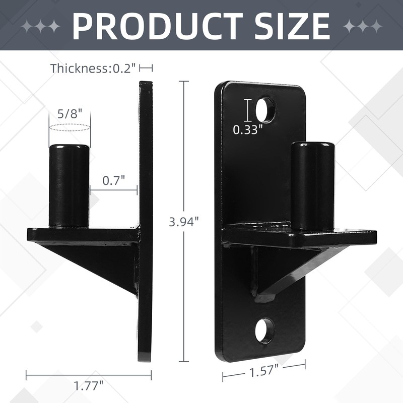 Wall Mount Gate Hinges, Black Farm Gate Hinge, 8 Pack