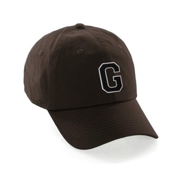 I&W Hatgear Customized Letter Intial Baseball Hat A to Z Team Colors, Brown Cap White Black Letter G