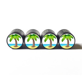 BGM Palm Tree Island Emoji Tire Valve Caps - Aluminum - Set of 4 - Fits all Vehicles