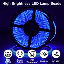 CCBASEBALL 20FT RV Awning Lights, 12v Blue Rv Led Strip Lights, IP68 Waterproof Camper Awning Lighting for Motorhome Travel,Travel Trailers, Camper, Food Trucks