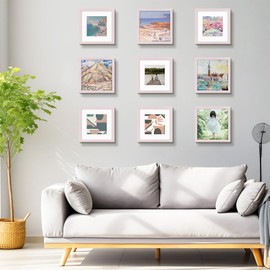 Frametory, 12x12 Picture Frame, Display Pictures 8x8 with Mat or 12x12 Without Mat, Square Wall Frame for Print and Painting - Wide Molding (Pink)