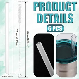 6pcs Reusable Plastic Straws for Bubba 24oz Tumblers, with Stainless Steel Cleaning Brush, Transparent Water Bottle Straws Accessories for Bubba 24oz Envy S Cup (BPA Free)