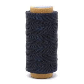 Mandala Crafts Navy Blue Flat Waxed Thread for Leather Sewing - 273 Yds 150D 0.8mm Polyester Leather Thread String Waxed Cord for Leatherwork, Beading, Bookbinding, Hand Stitching