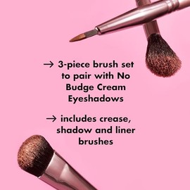 e.l.f. Set de 3 brochas para sombras de ojos No Budge, juego de brochas para aplicar y mezclar color, usar con las sombras de ojos en crema No Budge, 
