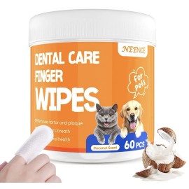 NEENCE 2 JARS! NEENCE Dental Wipes for Pets, 60x2 Finger Wipes, Plaque & Tartar Removal