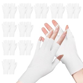 FAMULP 10 Pairs Cotton Gloves Eczema, Soft and Comfortable White Fingerless Gloves