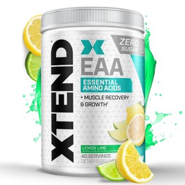 Scivation XTEND EAA + BCAA Powder | Muscle Recovery & Lean Muscle Growth | 9 Essential Amino Acids for Intra Workout or Post Workout Recovery | 10g EAAs Per 2 Servings | Lemon Lime 40 Servings