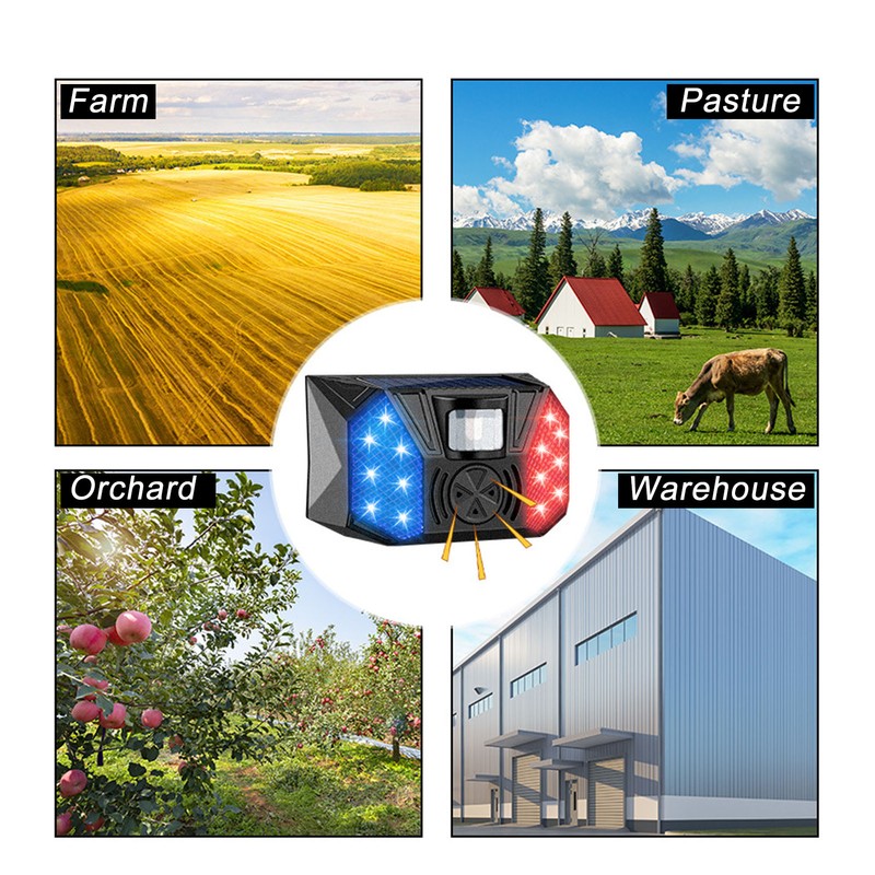 Solar Security Alarm Siren with Remote Control USB Cable Yard