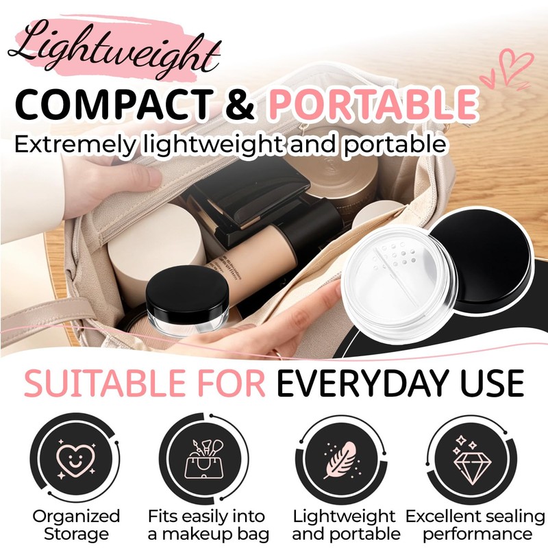 2PCS Travel Powder Containers with Puff, 10ml Mini Loose Powder