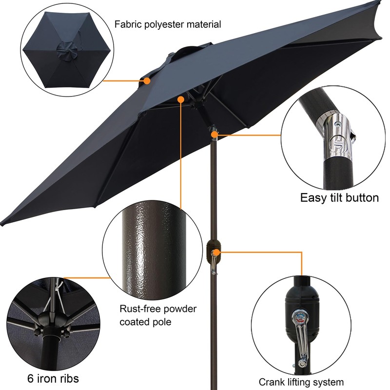 Blissun 7.5 ft Patio Umbrella, Yard Umbrella, Outdoor Market Umbrella