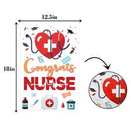 White Congrats Nurse Garden Flag,Class of 2025 Congrats Grad School Nurse Garden Flags for Outside 12x18 Inch Double Sided,White Nurse Graduation Party Flag