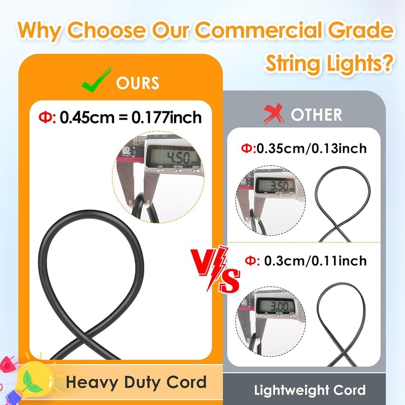 Mlambert 3 Color Outdoor LED Dimmable String Lights for Patio