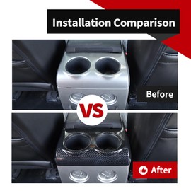 Voodonala for Ford F150 Raptor 2009-2014 Center Console Armrest Box Rear WaterCup Holder Panel Cover Compatible with Ford F150 Raptor 2009-2014(ABS,Carbon Fiber Black)