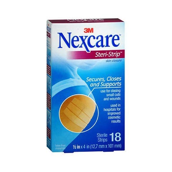 Nexcare Steri-Strip Skin Closure Strips 1/2 X 4 - 18 ct, Pack of 3