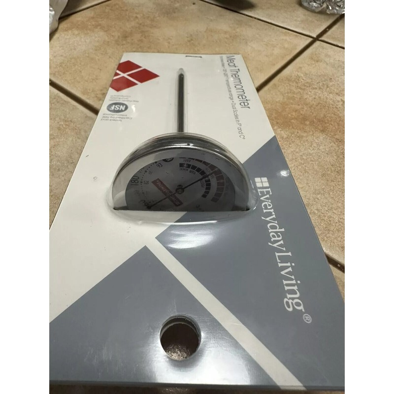 EverydayLiving Meat Thermometer Dual Scales Stainless Steel 120-200F