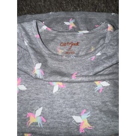 Cat & Jack Girls UNICORN Gray Knit Short Sleeve Dress 2T, NWT