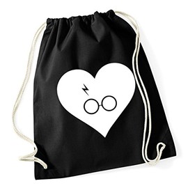 Hippowarehouse Heart Wizard Scar Glasses Drawstring Cotton School Gym Bag 37cm x 46cm, 12 litres