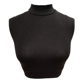 AMAL Muslim Fake Collar Hijab Extensions Neck Cover Under Top USA (Black, M)