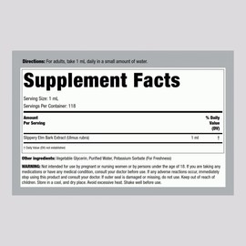 Piping Rock Slippery Elm Bark Liquid Drops | 4 fl oz | Alcohol Free Extract | Vegetarian, Non-GMO, Gluten Free Supplement