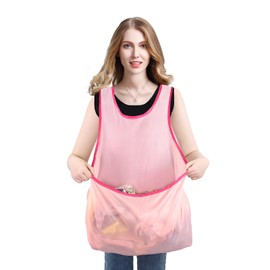 CCAIPU Portable Clothes Drying Apron, Laundry Apron With Large Pouch Cross Back Washing Apron Oxford Cloth Garden Work Apron for Women Mother (Red)