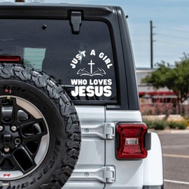 Just A Girl Who Loves Jesus Decal Stickers for Cars Trucks Vans Walls Laptop （6''x6.7''， 2pcs）