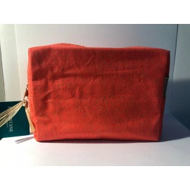 L'OCCITANE ORANGE RED WITH GOLDEN DOT COSMETIC MAKEUP BAG