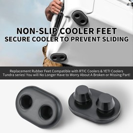 Gnellkoor Cooler Feet for YETI, 2 Pack Cooler Non-Slip Rubber Feet Pads Compatible with YETI and RTIC Coolers 45qt 65qt 110qt 145qt Models to Prevent Sliding Protective Cooler