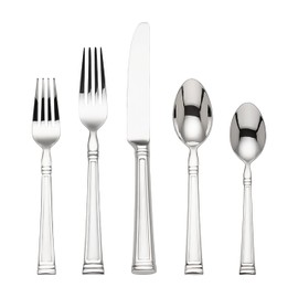 Lenox Esquire 65-Piece Flatware Set, 8.75 LB, Metallic,Silver