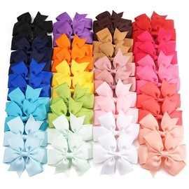 40 moños de grogrén para el pelo con pinzas de cocodrilo para bebés y niñas, en pares