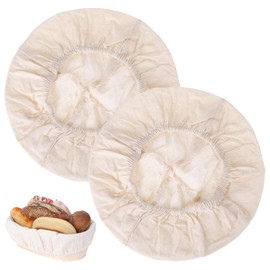2 Pcs Round Bread Proofing Basket Cloth Liner, Banneton Basket Liner Baking Dough Basket Cover Natural Rattan Banneton Proofing Cloth Bread Baking Supplies for Bakery Home Baking, about 10 inch