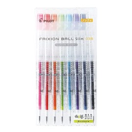 Pilot LFBS144UFNC8C Frixion Ball Slim 0.38 Clear Body 8 Colors