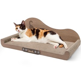 NATUYA Cat Scratcher Cardboard Lounge Bed, 24 Inch Large Cats Scratching Board Couch, Durable Cat Scartch Pad for Indoor Cats