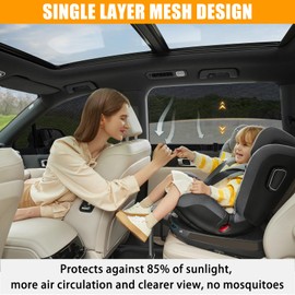 ZATOOTO Car Window Screen for MPV Minivan Truck 4 Pack, Single Layer Car Window Covers for Sliding Door Large Square Windows, Car Window Shade for Baby Family Pets Camping Sleeping