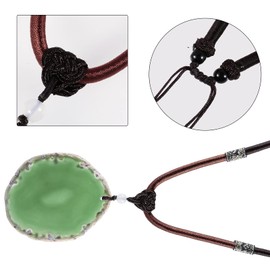 KYEYGWO Achat Anhänger Halskette Reiki Amulett Heilung Kristallstein Anhänger mit Einstellbarer Nylonschnur, 17.3"-29.9"