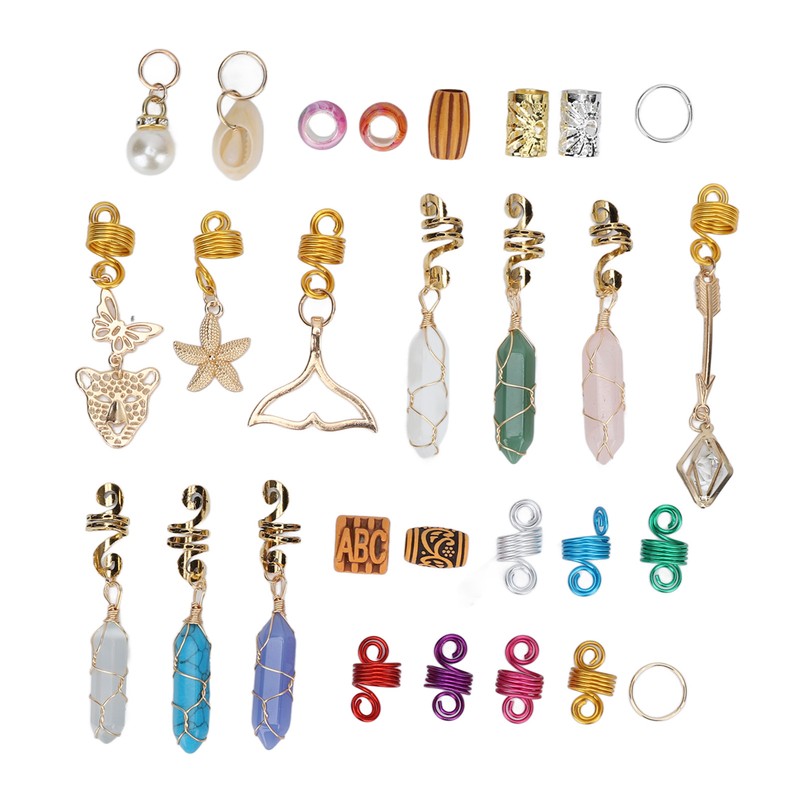 129pcs Dreadlocks Hair Rings Alloy Exquisite Shapes Hair Braiding Cuffs