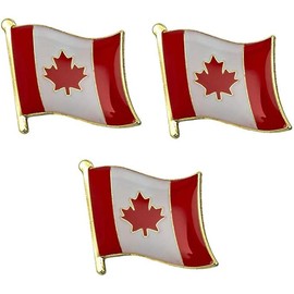 3 X Canada Canadian Diplomat Nation Country Flag Lapel Pin Badge – 1.9cm x 1.6cm Each – Set of 3 Hard Enamel Maple Leaf Pins – Patriotic Souvenirs for Jacket, Hat