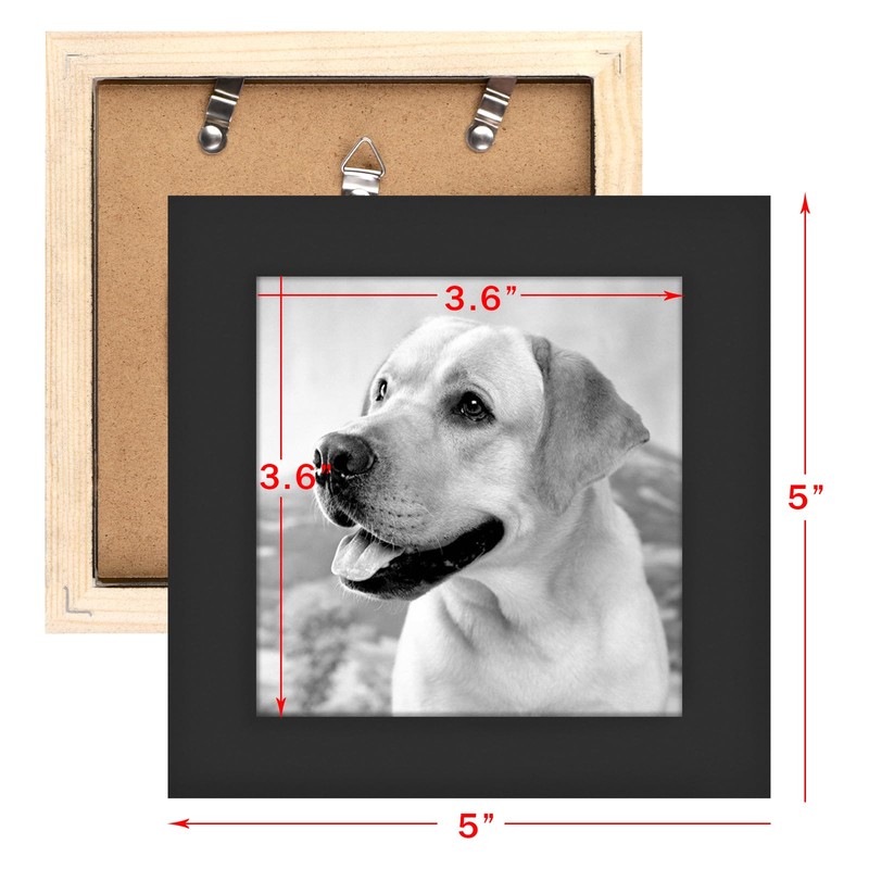 ORIVAN Black 4x4 Picture Frames Set of 4 Solid Wood
