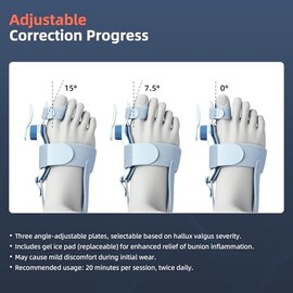 Tech Love Bunion Corrector Big Toe Straighteners, Adjustable Knob Double Correction, Bunion Pad with Cooling Gel for Big Toe Relief Hammer Toe Straightener, Suitable for Left and Right Feet (1PC)
