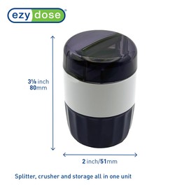 EZY DOSE Pill Crusher and Cutter 3-in-1, Crushes Cuts, and Stores Pills, Vitamins, Tablets, Built-In Storage Compartment, Features Stainless-Steel Blade, Portable and Travel-Friendly, Purple, BPA Free