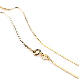 POYAMUSE Simple Chain Necklace - 14K Gold Snake Chain Box Chain Necklace for Women, Gold 18 inches 1MM Chain Necklace - Snack 1MM 18''
