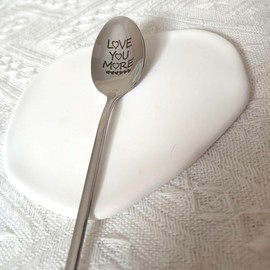 Love You More Gifts Spoon for Him Her Anniversary Birthday Gift for Girlfriend Boyfriend Christmas Valentine's Day Gifts for Husband Wife Coffeespoons for Daughter Spoon