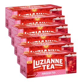 Luzianne Unsweetened Hibiscus Iced Tea Bags, Family Size, 22ct Box (Pack of 6)