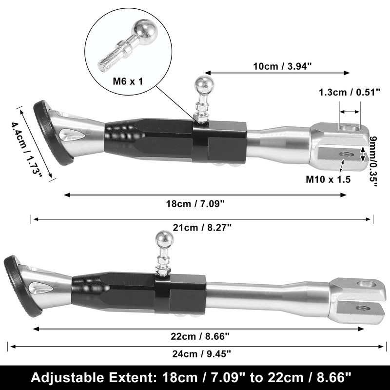 Motoforti Universal Adjustable Motorcycle Kickstand Side Support Stand Set CNC