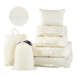 AOYHNID 7 Set Packing Cubes for Travel Organization,Packing Organizers for Suitcases,Travel Accessories Luggage Organizer Set (Beige)