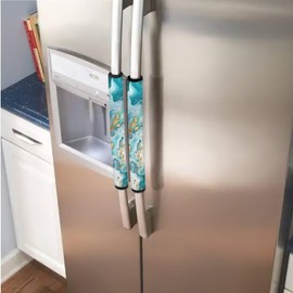 Txsniver 6 PCS Refrigerator Door Handle Covers Sturdy Neoprene Kitchen Appliance Gloves Fridge Dishwasher Oven Handle Sleeve Protector Cozy Home Decor, Teal White Golden Marble