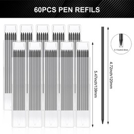 Puniama 60Pcs Tracer Pencil Refills – 2.8mm Graphite Leads for Deep Hole, Pica, Carpenter & Joiners Pencils – Ideal for Construction, Woodworking, and Marking in Hard-to-Reach Areas (Black)