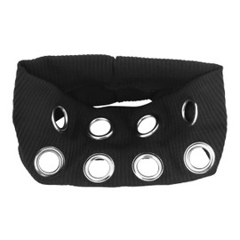 Sacina Black Hollow Metal Eyelet Elastic Headband – Wide Fashion Hair Wrap– Y2K Goth Punk Emo Grunge Hair Accessories for Women