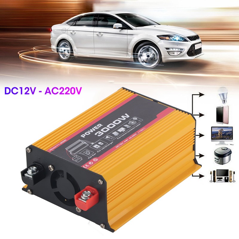 Car Inverter 3000W Dual USB Auto Power Converter Modified Sine