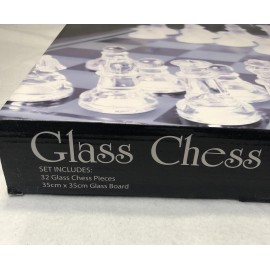 Unbranded New 33pc Clear Glass Chess Set Brand Beginner-Advan