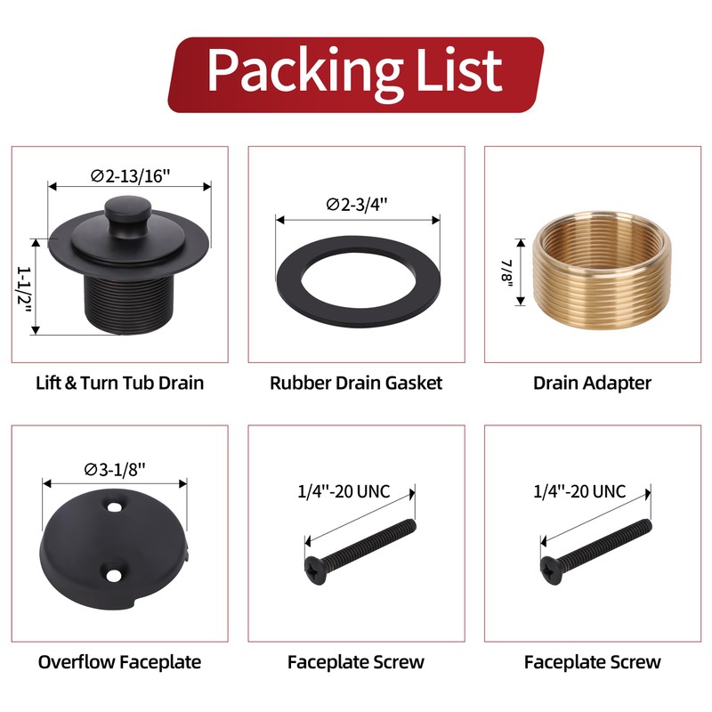 PRIMSOPH Lift Turn Tub Drain Trim Kit with Two Hole